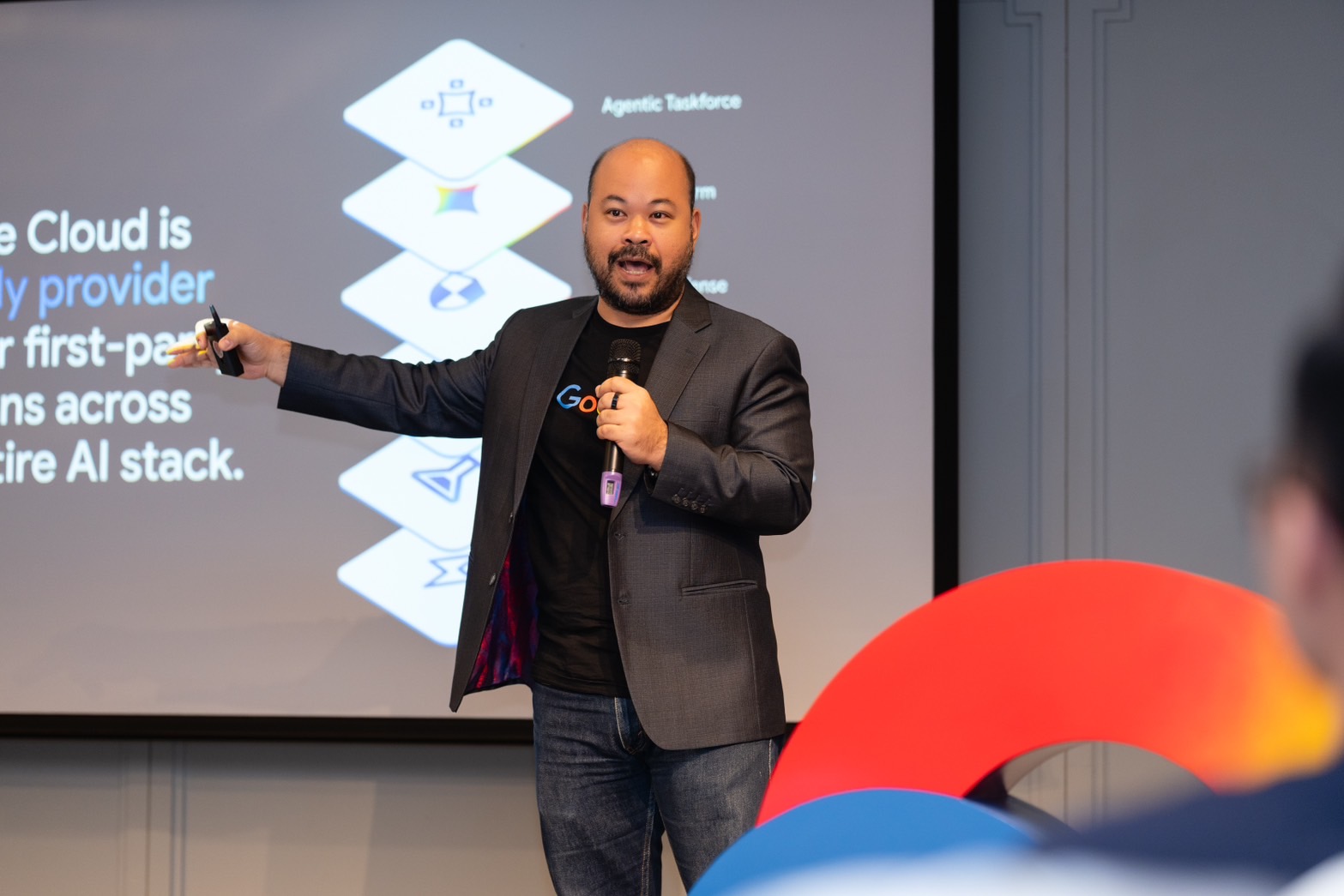 Chom Trevai presenting the Google Cloud AI stack